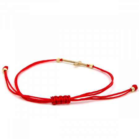 Brățară Spirit din aur 14K cu cruce și șnur roșu – GOLD PIC [7]