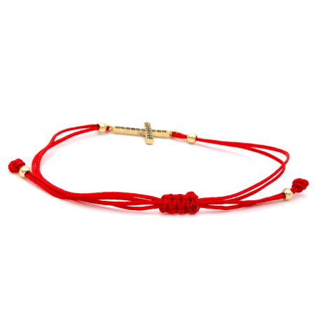 Brățară Hope din aur 14K cu cruce și șnur roșu – bijuterie unisex [7]