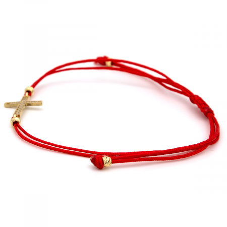Brățară Spirit din aur 14K cu cruce și șnur roșu – GOLD PIC [5]
