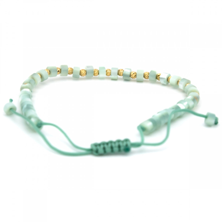 Brățară Jade Mist aur 14K cu șnur albastru pal - unisex [7]