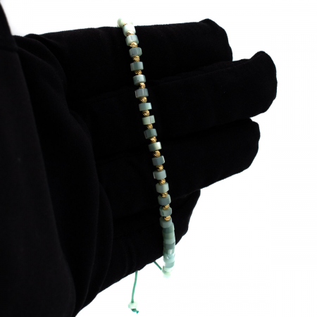 Brățară Jade Mist aur 14K cu șnur albastru pal - unisex [2]