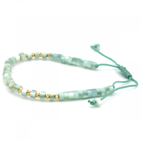 Brățară Jade Mist aur 14K cu șnur albastru pal - unisex [5]
