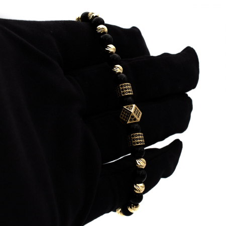 Brățară Eclipse cu bile Onix și Aur 14K - unisex [2]