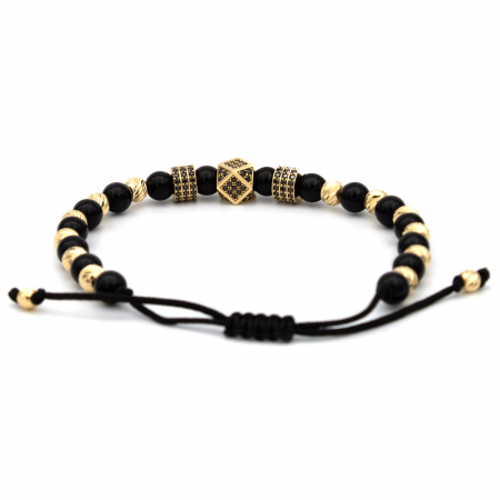 Brățară Eclipse cu bile Onix și Aur 14K - unisex [7]