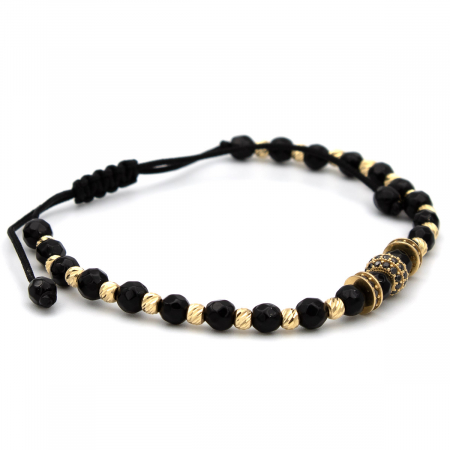Brățară Midnight din aur 14K cu onix și șnur  – Bijuterie unisex [5]