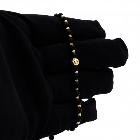 Brățară Noire cu bile aur 14K și șnur negru ajustabil – model unisex [2]