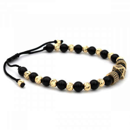 Brățară Eclipse cu bile Onix și Aur 14K - unisex [6]