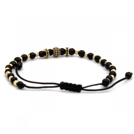 Brățară Midnight din aur 14K cu onix și șnur  – Bijuterie unisex [7]
