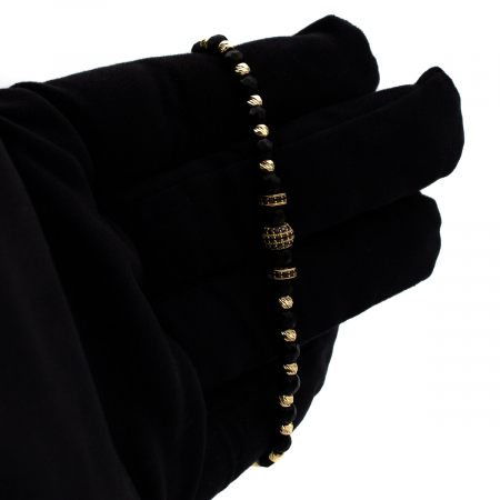 Brățară Midnight din aur 14K cu onix și șnur  – Bijuterie unisex [2]