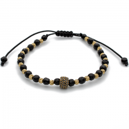 Bratari - Bratara cu bile din Aur 14k, bile Onix si snur Negru