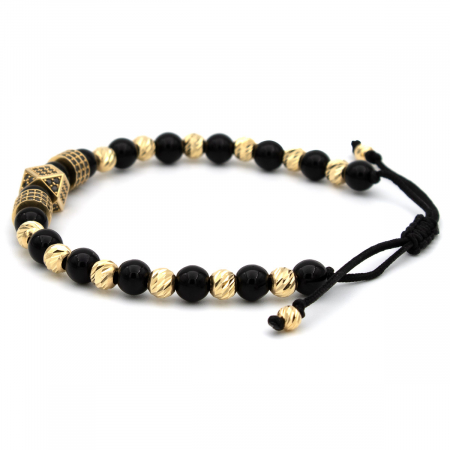 Brățară Eclipse cu bile Onix și Aur 14K - unisex [5]