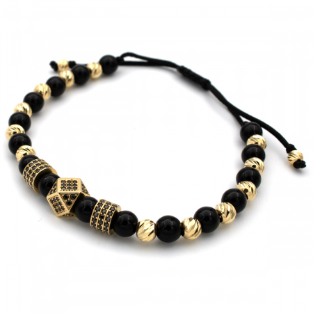 Brățară Eclipse cu bile Onix și Aur 14K - unisex [3]