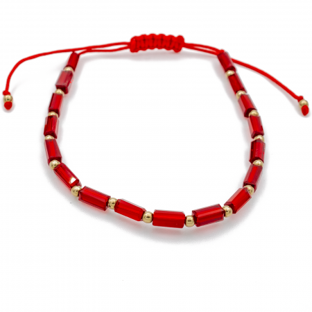 Bratari - Bratara cu bile din Aur 14k, bile Onix si snur Rosu