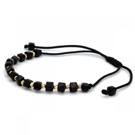Brățară Black Pulse cu Bile Aur 14K și șnur negru - unisex [5]