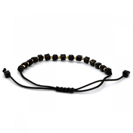 Brățară Black Pulse cu Bile Aur 14K și șnur negru - unisex [7]