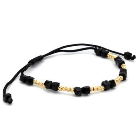 Brățară unisex Shadow Blocks din aur 14K și șnur negru [5]