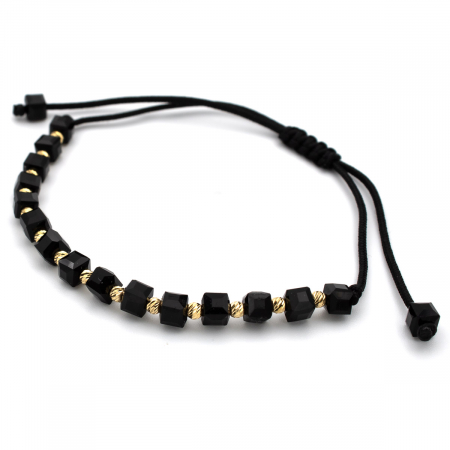 Brățară Black Pulse cu Bile Aur 14K și șnur negru - unisex [3]