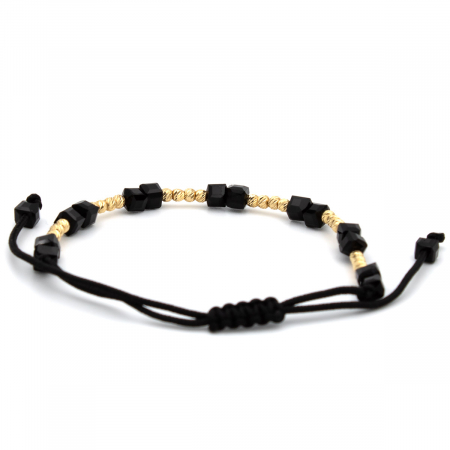 Brățară unisex Shadow Blocks din aur 14K și șnur negru [7]