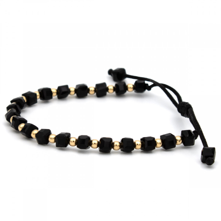 Brățară Urban Grace cu bile Aur 14K – stil elegant, șnur negru [5]