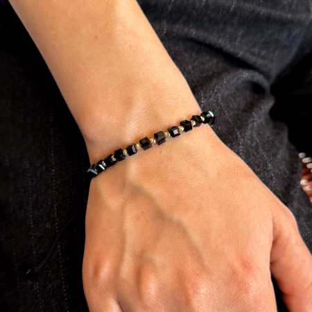 Brățară Black Pulse cu Bile Aur 14K și șnur negru - unisex [1]