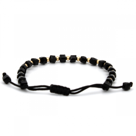 Brățară Urban Grace cu bile Aur 14K – stil elegant, șnur negru [7]