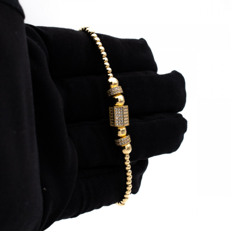 Brățară Imperial Glow Aur 14K cu zirconii și șnur negru – Unisex [2]
