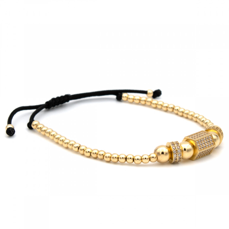 Brățară Imperial Glow Aur 14K cu zirconii și șnur negru – Unisex [6]