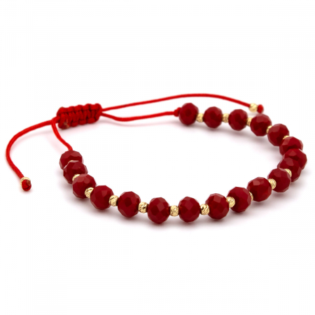 Brățară unisex șnur roșu și bile aur 14K – Scarlet Shine [5]