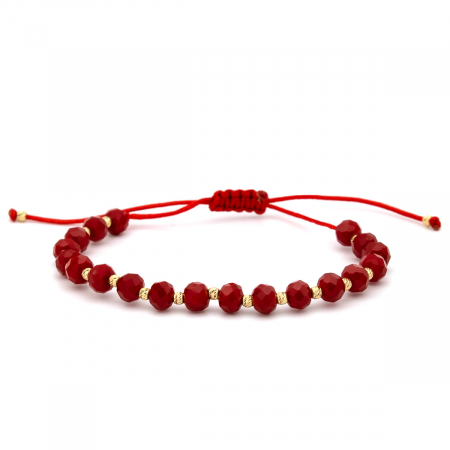 Bratari - Brățară unisex șnur roșu și bile aur 14K – Scarlet Shine