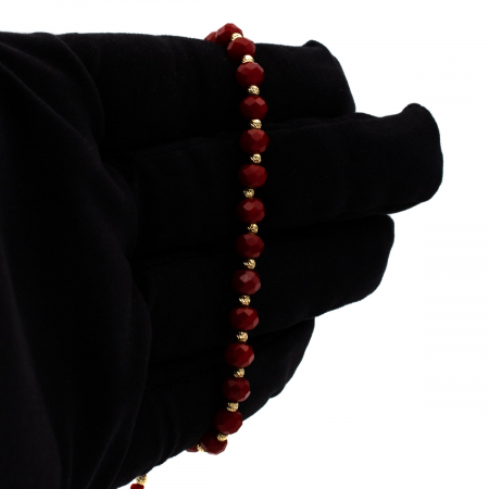 Brățară unisex șnur roșu și bile aur 14K – Scarlet Shine [2]
