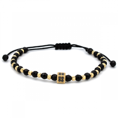Bratari - Brățară Nero Cube din aur 14K cu onix și pietre negre
