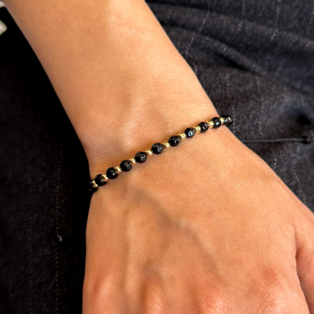 Brățară unisex Dark Shine din aur 14K și șnur negru [1]