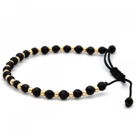 Brățară unisex Dark Shine din aur 14K și șnur negru [6]