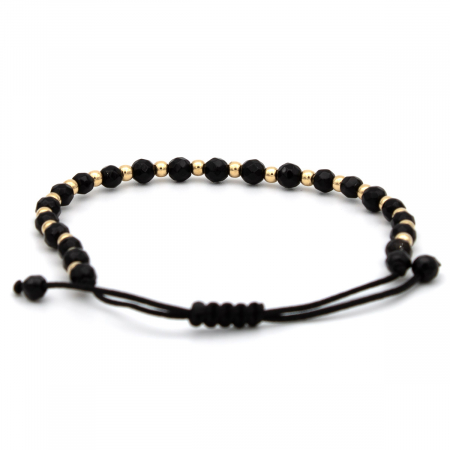 Brățară unisex Dark Shine din aur 14K și șnur negru [7]