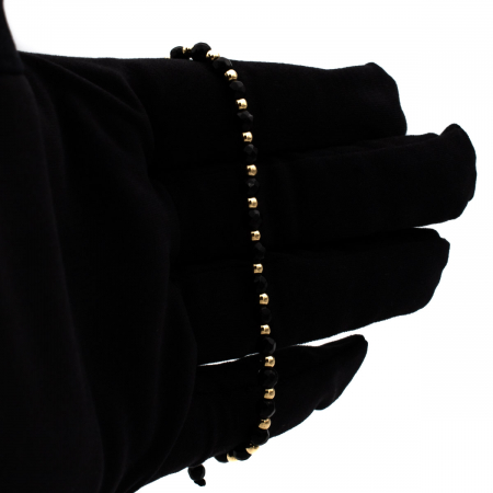 Brățară unisex Dark Shine din aur 14K și șnur negru [2]
