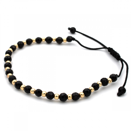 Brățară unisex Dark Shine din aur 14K și șnur negru [3]