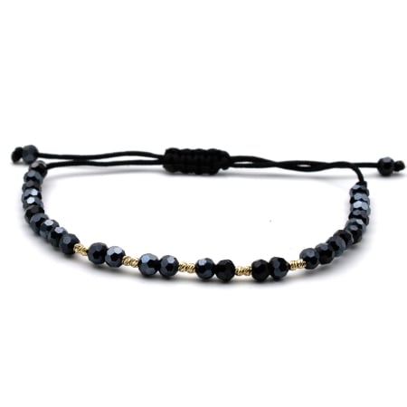 Bratari Aur 14k - bratara cu 10 bile aur 14k si snur negru