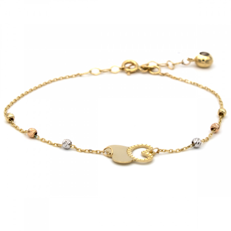 Bratari - Brățară din aur 14K cu simbol fluture și detalii aur alb și roz
