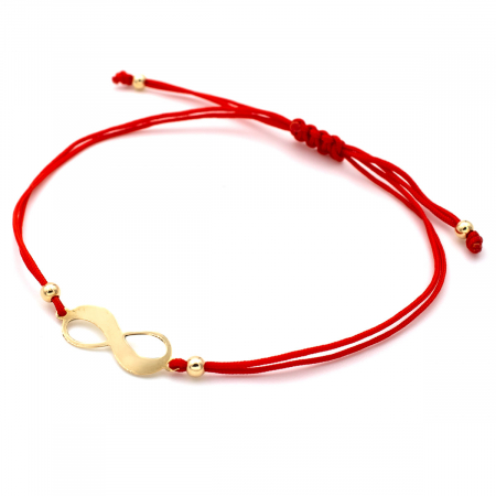 Brățară cu simbol infinit din aur 14K pe șnur roșu – model unisex elegant [3]