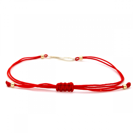Brățară cu simbol infinit din aur 14K pe șnur roșu – model unisex elegant [7]