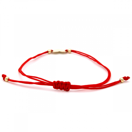 Brățară cu inimioară din aur 14K și șnur roșu [7]