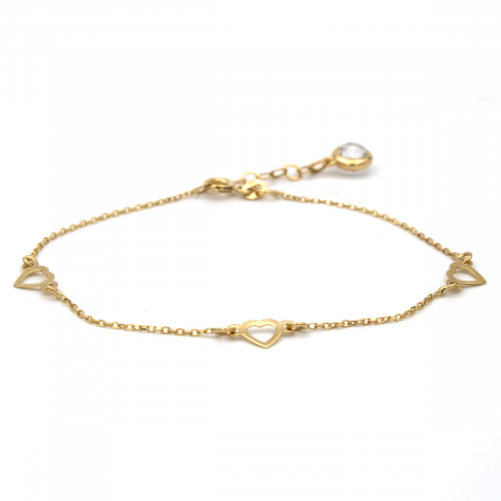 Bratari - Brățară din aur galben 14K cu inimioare și piatră zirconia