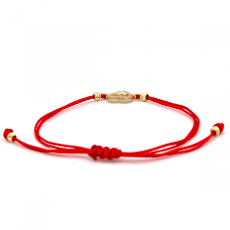Brățară Red Love din aur 14K cu șnur roșu și inimioară [7]