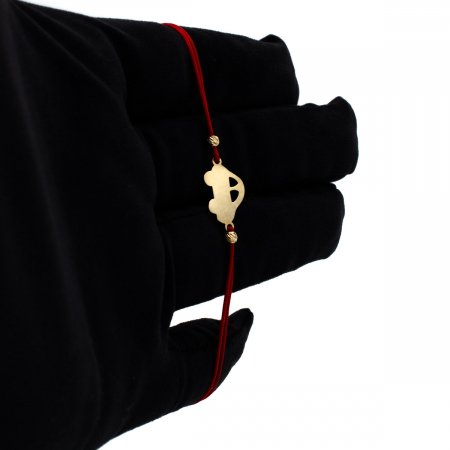 Brățară cu mășinuță aur 14K pe șnur roșu – bijuterie pentru cadou [2]