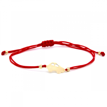 Bratari - Brățară cu mășinuță aur 14K pe șnur roșu – bijuterie pentru cadou