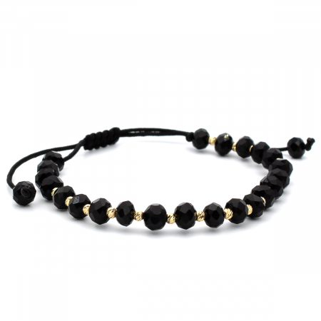 brățară Storm aur 14K cu șnur negru și biluțe fațetate – GOLD PIC [3]