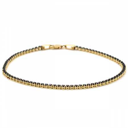 Bratari - Brățară Tennis Midnight aur 14K cu zirconii negre – unisex