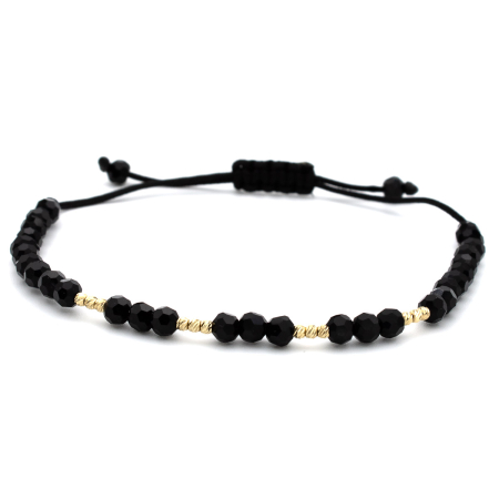 Bratari Aur 14k - bratara unisex trio aur 14k cu snur negru