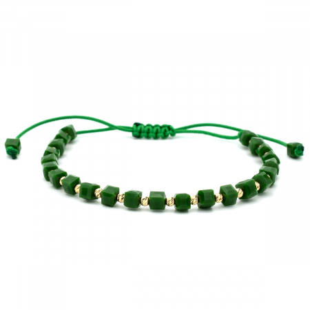 Bratari - Brățară unisex cu aur 14K și șnur verde – model Vitality