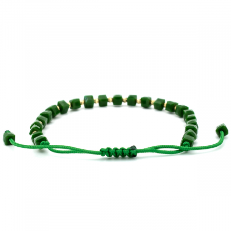 Brățară unisex cu aur 14K și șnur verde – model Vitality [6]